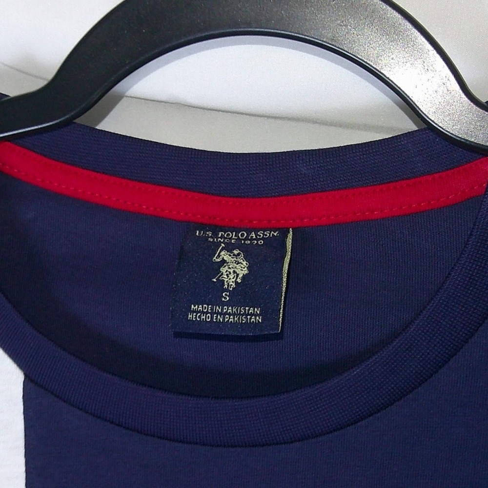 US Polo Assn Mens Navy Blue Red White Stripe American Flag T-Shirt Small - Picture 3 of 3